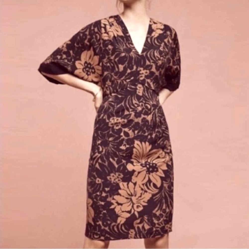 Anthropologie Maeve Mirabilis Batwing Kimono Sleeve Knee Length Dress Sz 0